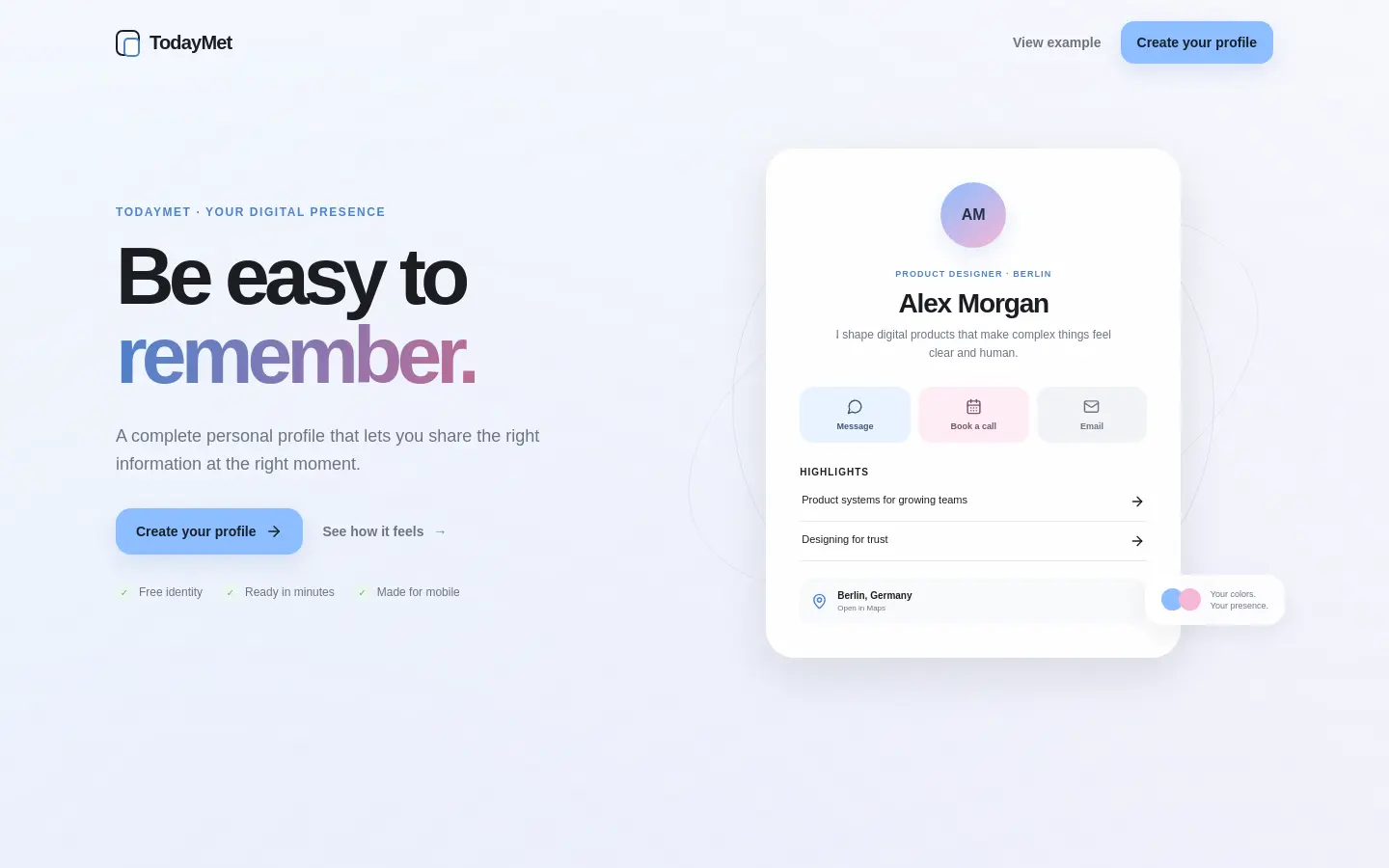 TodayMet first screen