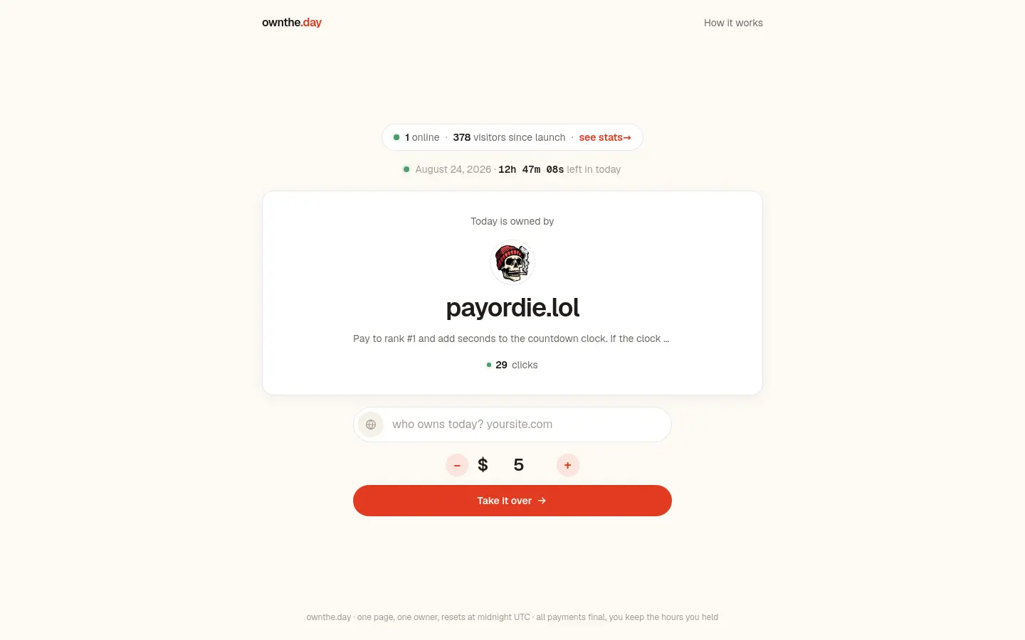 ownthe.day first screen